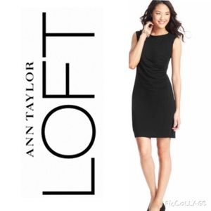 Ann Taylor Ruched Navy Dress